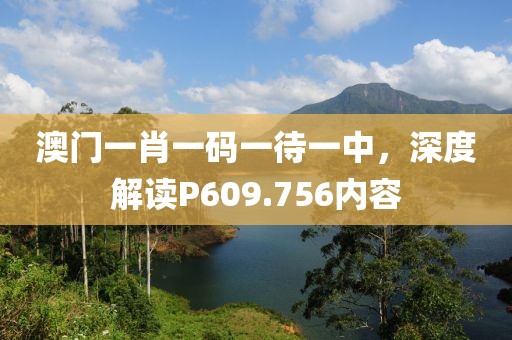 澳门一肖一码一待一中，深度解读P609.756内容