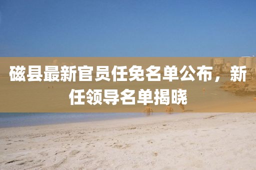 磁县最新官员任免名单公布，新任领导名单揭晓