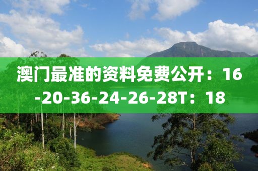 澳门最准的资料免费公开：16-20-36-24-26-28T：18