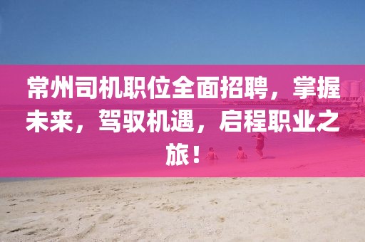 常州司机职位全面招聘，掌握未来，驾驭机遇，启程职业之旅！