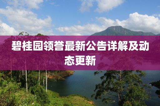 碧桂园领誉最新公告详解及动态更新