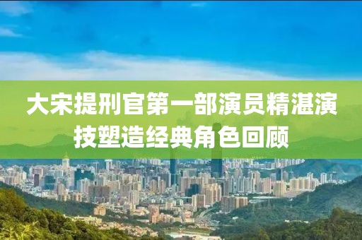 大宋提刑官第一部演员精湛演技塑造经典角色回顾