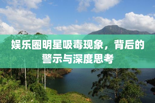 娱乐圈明星吸毒现象，背后的警示与深度思考