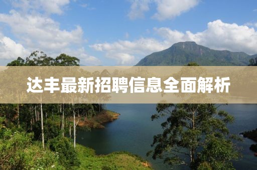达丰最新招聘信息全面解析