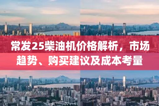 常发25柴油机价格解析，市场趋势、购买建议及成本考量