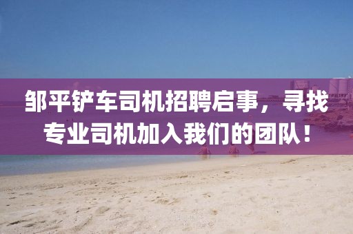 邹平铲车司机招聘启事，寻找专业司机加入我们的团队！